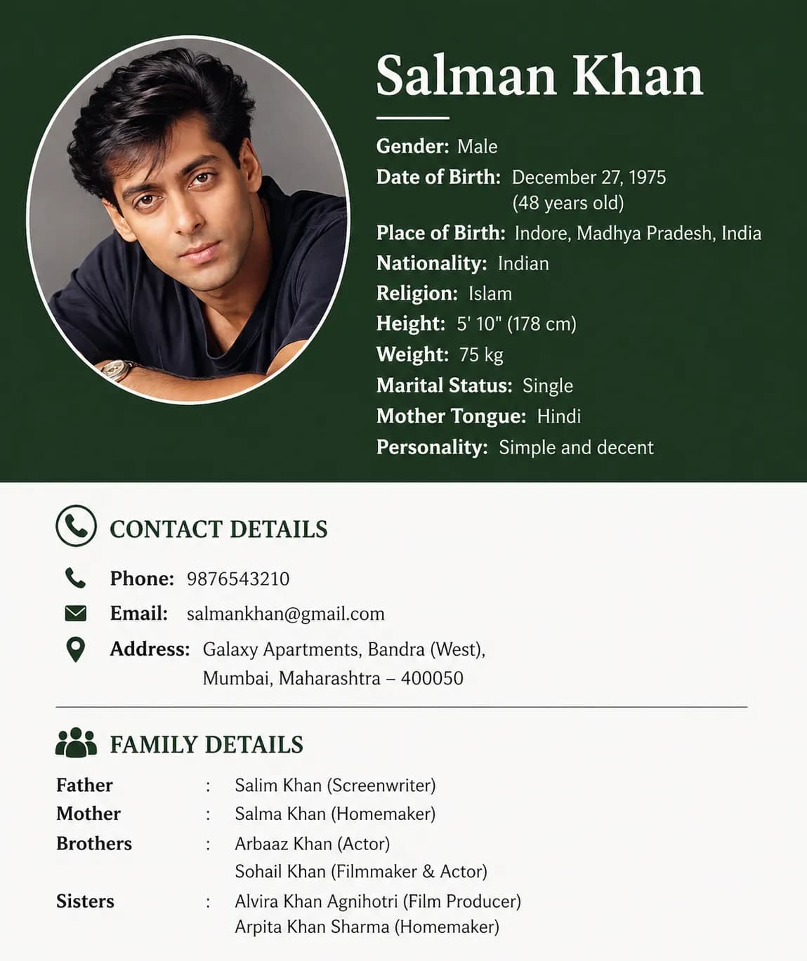 Beautiful Green Biodata Template