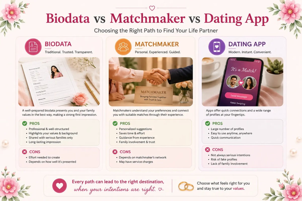 Biodata vs Matchmaker vs Dating App — Why the Biodata Process Still Exists