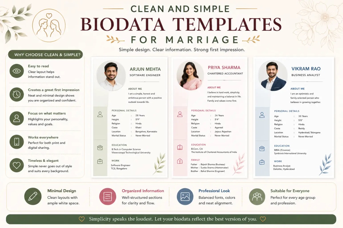 Simple Biodata Templates for Marriage — Design Tips