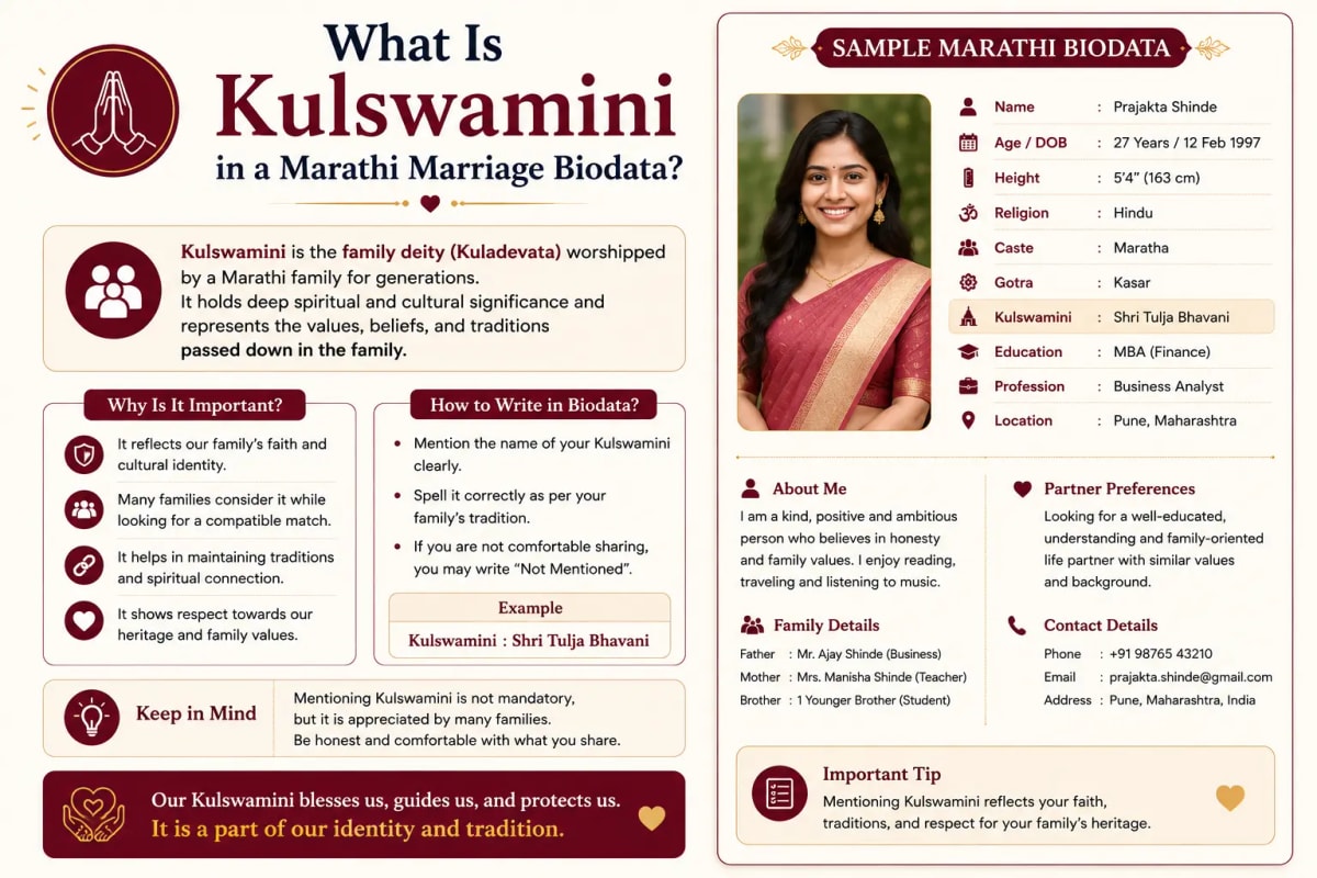 What Is Kulswamini in a Marathi Marriage Biodata?