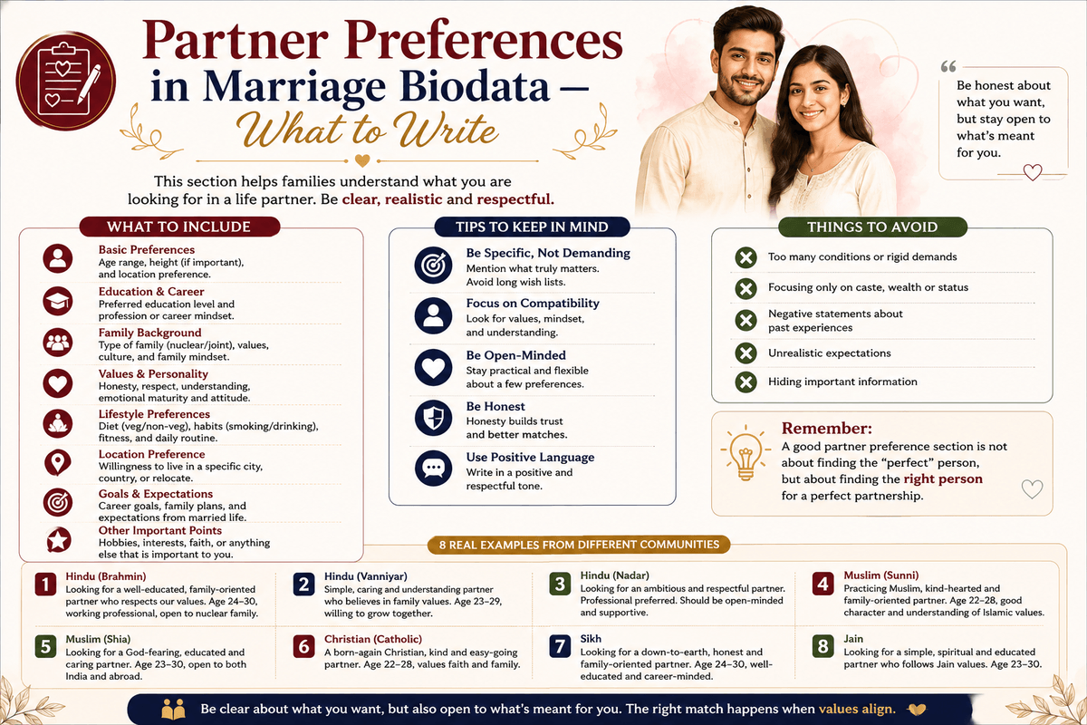 Partner Preferences in Marriage Biodata — What to Write